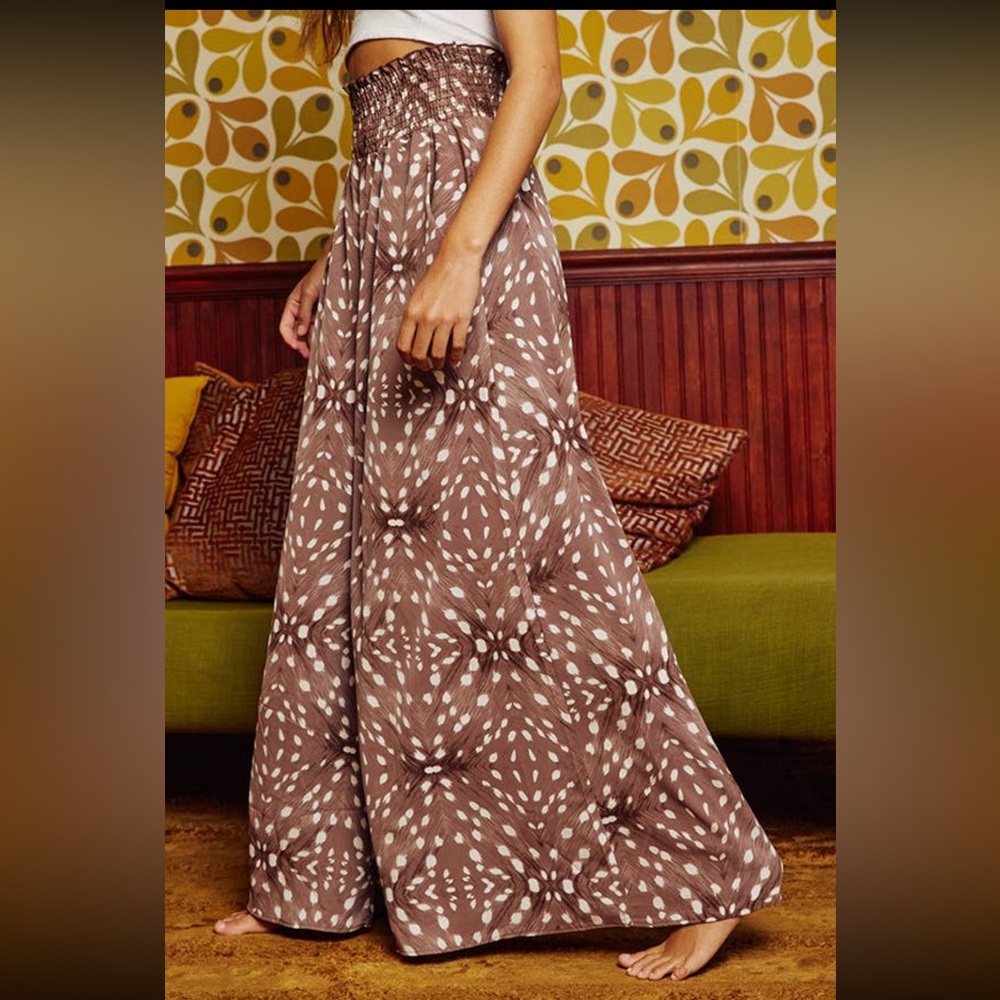 ✨NEW LIST✨ Satin like High Smock Waisted Wide Leg Pants